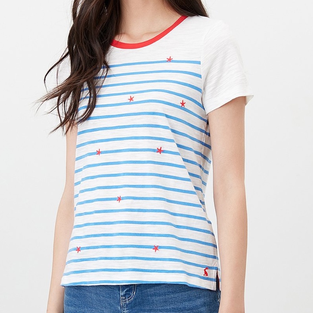 NWT Joules Cream & Blue Stripe Starfish Carley Crewneck